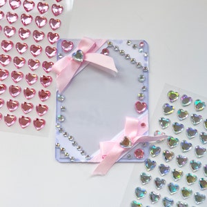 Pegatina joya de pedrería del corazón, pegatina Kpop Deco, papelería coreana, pegatina holográfica del planificador de diario Polco Toploader, pegatina Kawaii