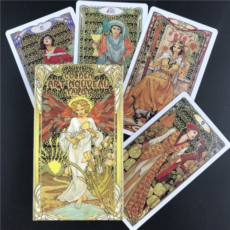 Golden Art Nouveau Tarot Cards Etsy Australia