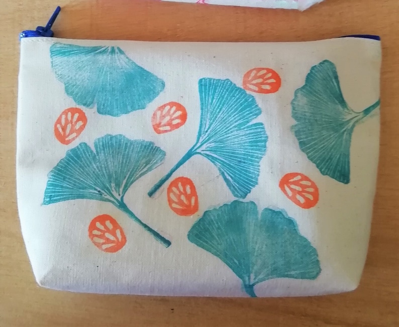 Hand-printed cotton fabric bag- turquoise Be super welcome model online shop ginko