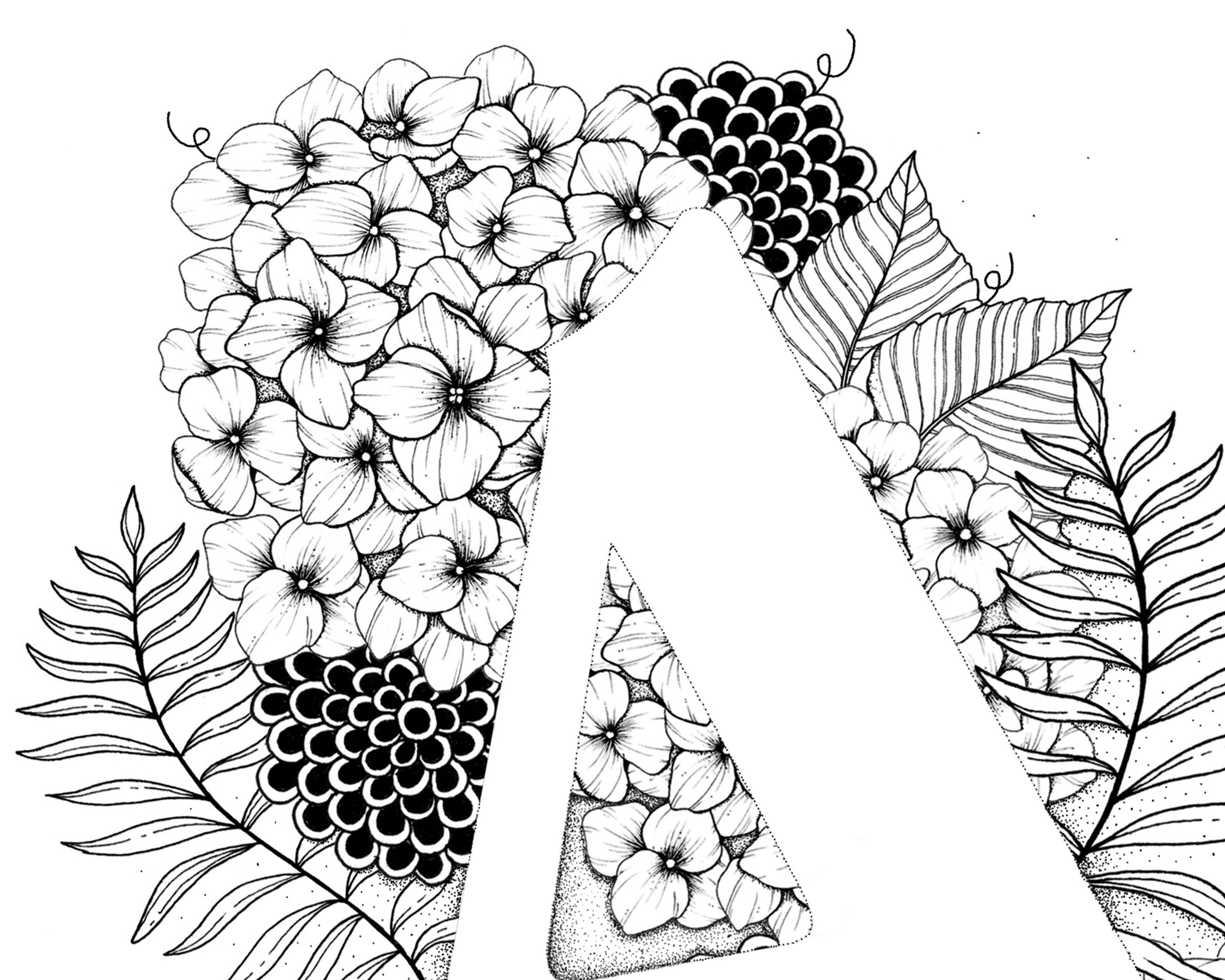 illustrated floral letter print a etsy