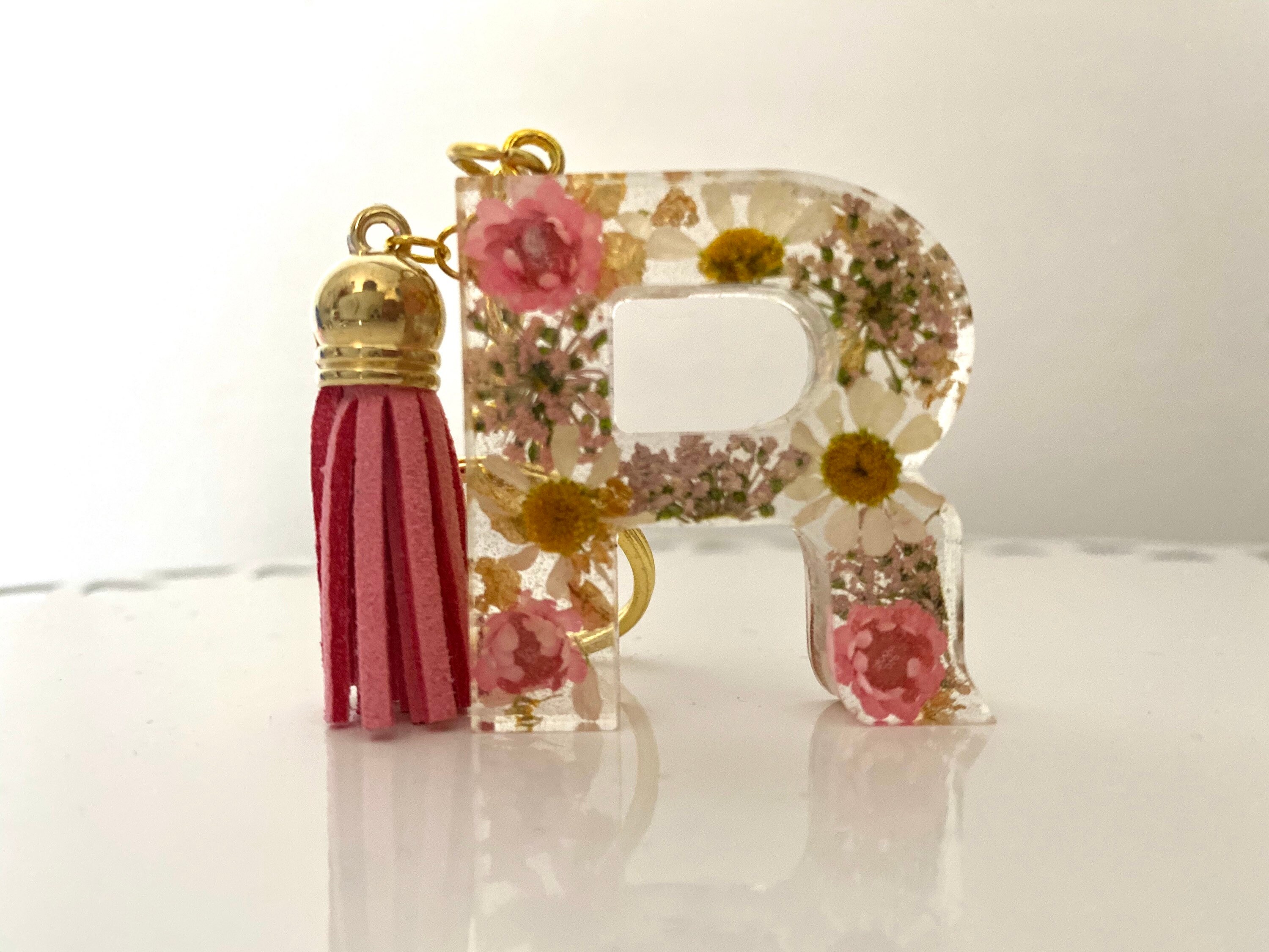 Handcrafted Custom Resin letter initial R keychain with Etsy