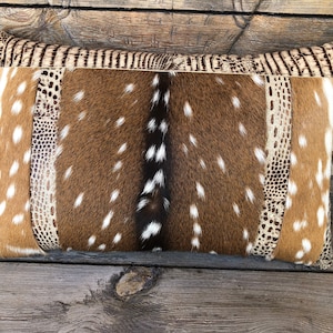 Axis Hide Pillow with Ivory Crocodile Embossed Leather Accents
