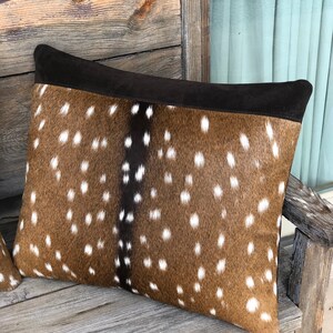 Axis Hide Pillow with Chocolate Brown Suede