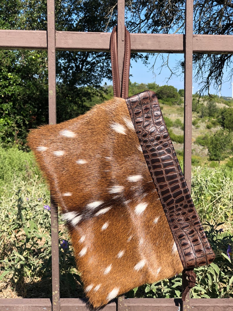 Axis Deer Hide Bank Bag Purse Etsy