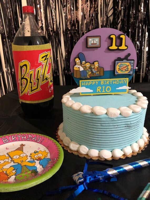 The Simpson's Inspired Cake Topper the Simpsons Birthday - Etsy