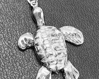 Silver Turtle, Sterling Silver, Handmade Silver Pendant