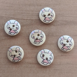 SET von 10 Stück Hase Mädchen Knöpfe / Holzknöpfe / Hase Knöpfe / Ostern Knopf / Geschenk für Kaninchenliebhaber / Geschenk für Freund / Geschenk