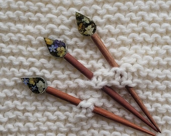 Epoxy resin Shawl Pins in pieces (not sets) with Pressed flowers + moss with/without Rings, Wooden Shawl Pin, Epoxy Shawl Pin/ Wooden Ring