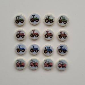 Voertuigknoppen in PIECES of SETS/ Tractor-knop/ Firetrack-knoppen/ Cocos-knoppen/ Jongensknop/ Kinderknopen/ cadeau voor jongen/ cadeau jonger dan 10 jaar