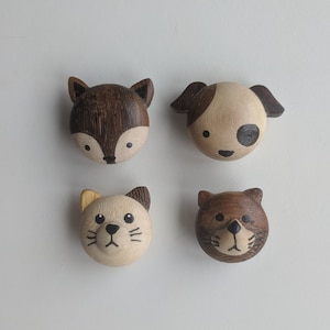 Animal HANDMADE buttons IN PIECES (not sets)/ Baby buttons/ Dog button/ Fox button/ White and Brown Cat button/ Wood button/ Gift for child