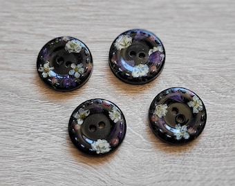 Botones florales hechos a mano 30mm en piezas (no juegos)/ Botones de resina epoxi/ Botones redondos con labios/ Botones de 2 agujeros/ Botón decorativo/ Cierre