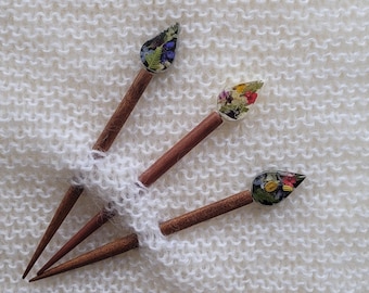 Epoxy resin Shawl Pins in pieces (not sets) with Pressed flowers+plants with/without Rings, Wooden Shawl Pin, Epoxy Shawl Pin/ Wooden Ring