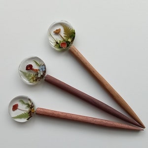 Epoxy resin Shawl Pins in pieces (not sets) with Mushrooms/ Wooden Shawl Pin/ Epoxy Pin/ gift for her/ gift under 10 pound/ Christmas gift