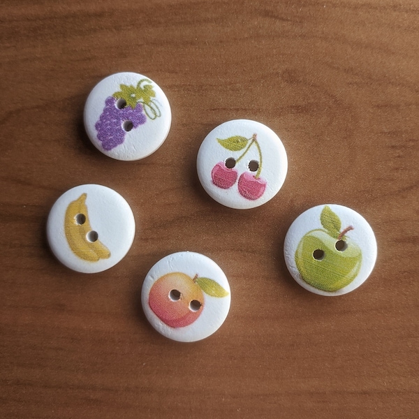 SET of 10 BUTTONS of different fruits and berries/ Wooden buttons/ Fruit buttons/ Berry buttons/ Gift under 5 pound/ Gift for her/ Gift