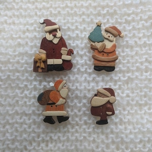 HANDGEMAAKTE knopen van de kerstman in STUKS of SETS/ Houten knop met 2 gaten/ Kerstman/Knoop met kerstthema/ Kinderknop/ Cadeau voor kerst/ Cadeau
