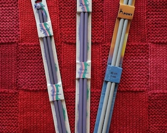 9mm PONY Knobbed knitting needles/ Set of 2/ PEARL cellulose acetate plastic 35cm and 40cm/ Plastic 40cm/ Different material