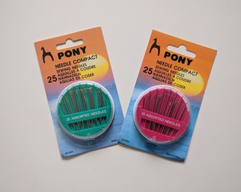 PONY 25 pieces Needle compacts/ assorted sewing and darning needles/ plain eye and gold eye sets/ gift for him/ gift for friend/ gift