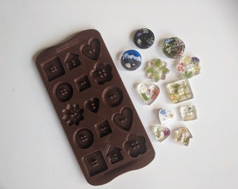 15 Button Mould/ Silicone mould/ Epoxy resin button mold/ Chocolate button mould/ Decorative button mold/ Food safe mold/ Button shape mold