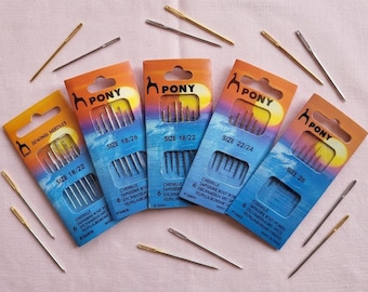 PONY CHENILLE Needles Assortment/ Sizes 18/22, 18/26,  22/26 and 26/ Gold & Plain Eye Embroidery Needles/ Hand Sewing Needles