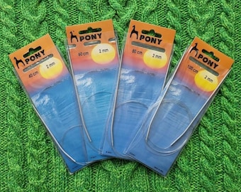 PONY 2.0mm 40, 60, 80, 100 cm Circular knitting needles/ Fixed needles/ Gift for knitter/ Gift for Grandmom/ Gift for mum/ Gift for crafter