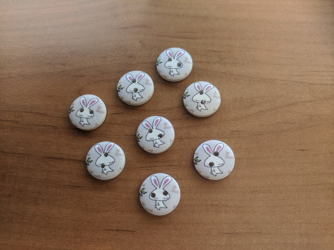 SET of 10 PIECES of Rabbit Buttons/ Wooden Buttons/ Hare Buttons ...