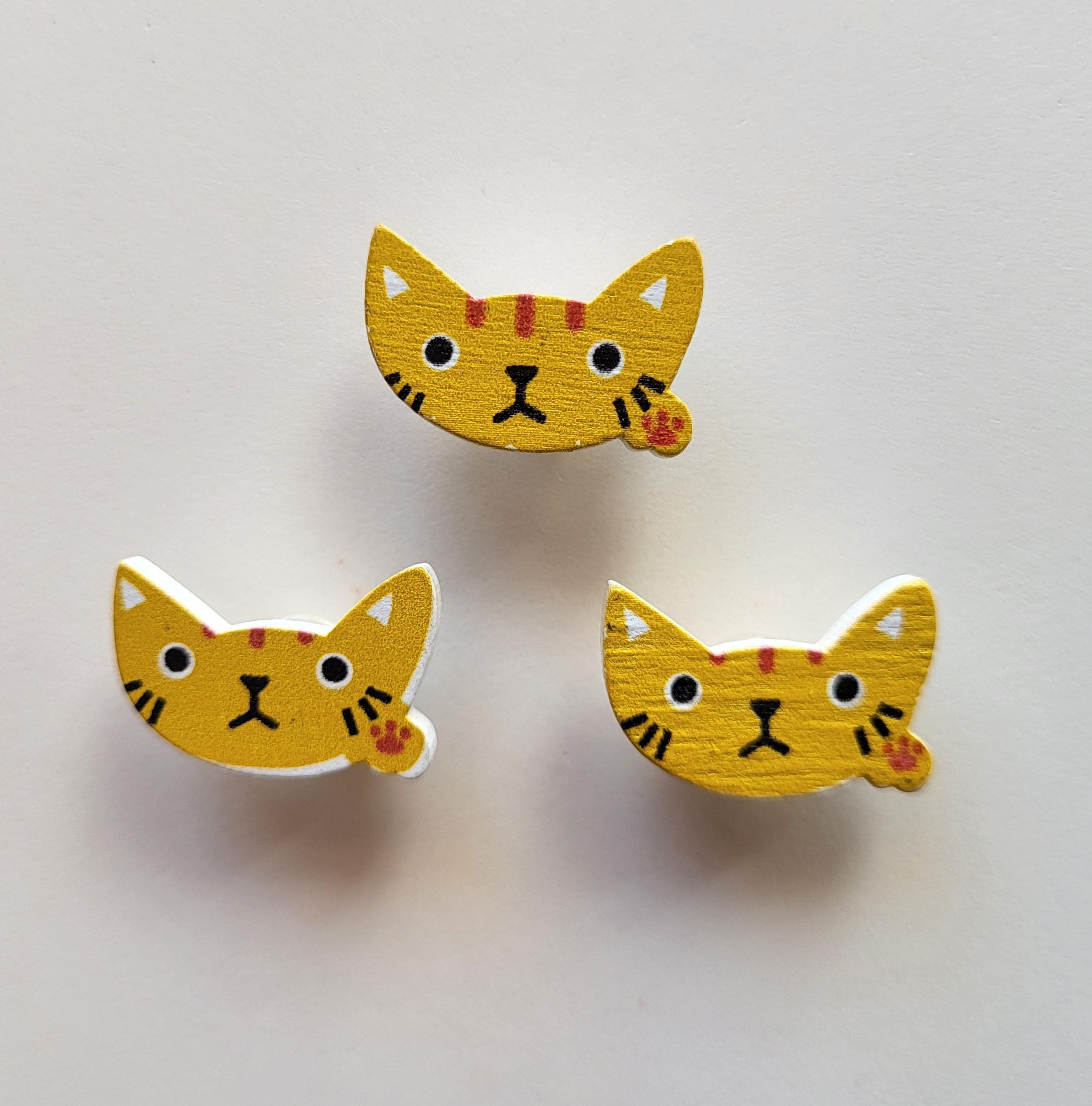 Cat Head Wooden Buttons - Set of 4, Kitten Shank Buttons - Etsy