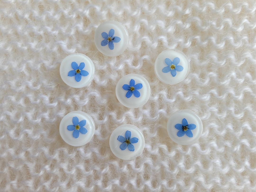 Forget-me-not 15mm Handmade Buttons in Pieces (not Sets)/flower Epoxy ...