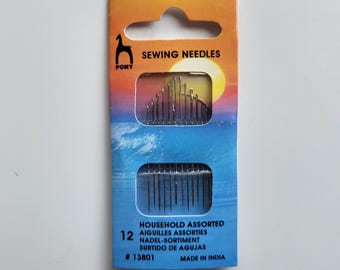 Lot de 12 aiguilles à coudre ménagères PONY, à chas simples, tailles et styles variés, aiguilles à coudre faites main pour raccommodage, kit de couture artisanale