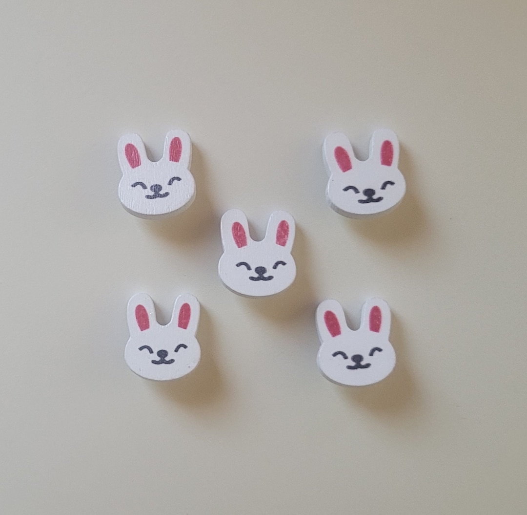 SET of 5 BUTTONS of RABBIT Head/ Child Buttons/ Shank Bunny Buttons ...