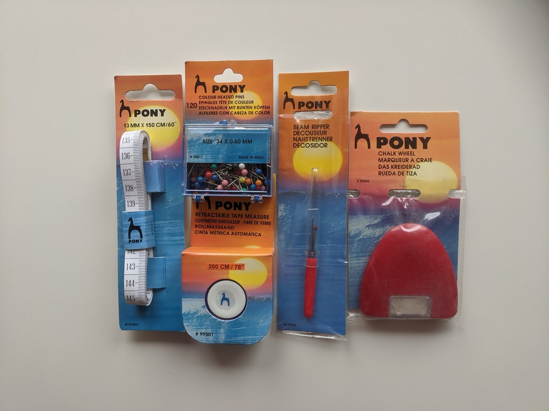 PONY Sewing Accessories/tape Measure/ Colour Headed Pins/ Retractable Tape  Measure/ Seam Ripper/ Chalk Wheel 