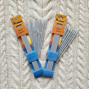 PONY 3,5-4,0 mm aluminium breinaalden met dubbele punt 20 cm, set van 5"