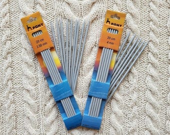 PONY 3.5-4.0mm Aluminum Double Point Knitting Needles 20cm, Set of 5