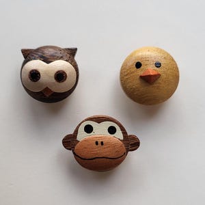 Animal head HANDMADE buttons in PIECES or SETS/ Baby buttons/ Owl button/ Monkey button/ Chick button/ Gift for child/ gift for animal lover