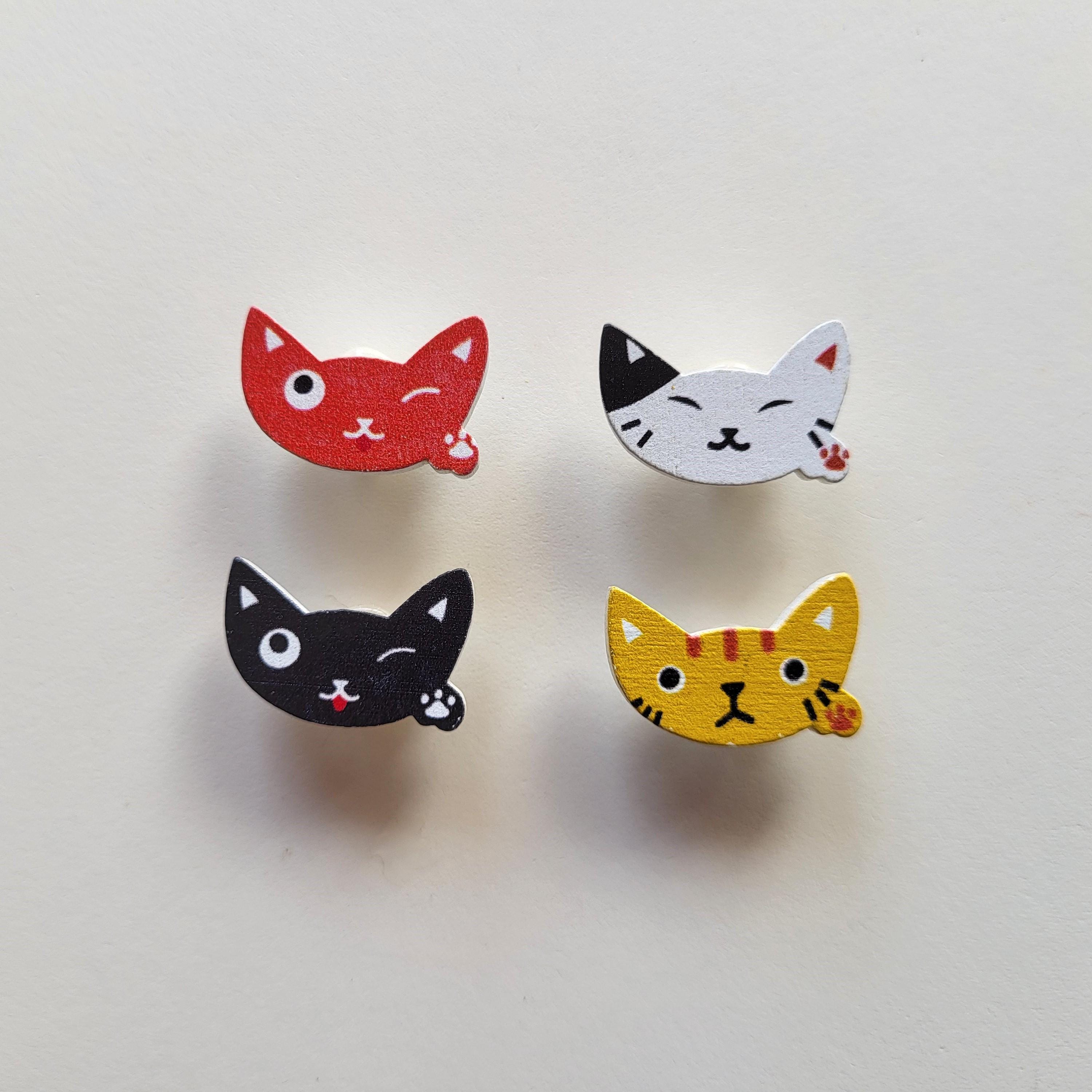 Cat Head Wooden Buttons - Set of 4, Kitten Shank Buttons - Etsy