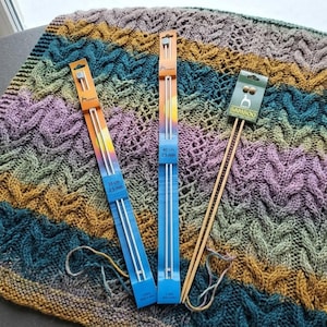 2.5 mm PONY Noppen-Stricknadeln/ 2er Set/ Aluminium 35 cm und 40 cm/ Bambus 33 cm/ Verschiedene Materialien