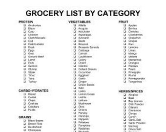 Grocery List by Food Type