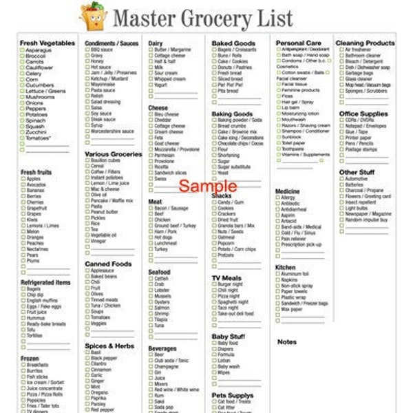 Master Grocery List