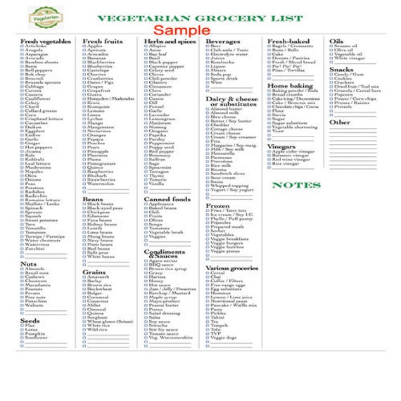 Vegetarian Grocery List Etsy vegetarian-grocery-list-etsy