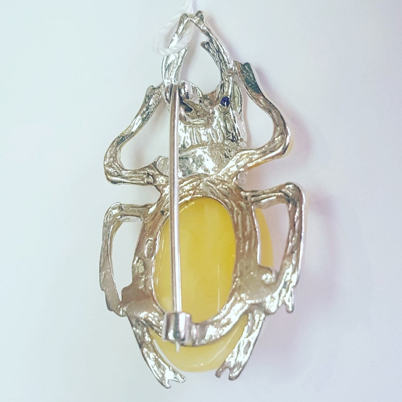 Scarab Amber present decoration silver handmade
