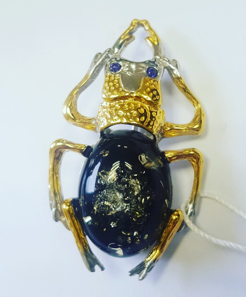 Scarab Amber present decoration silver handmade