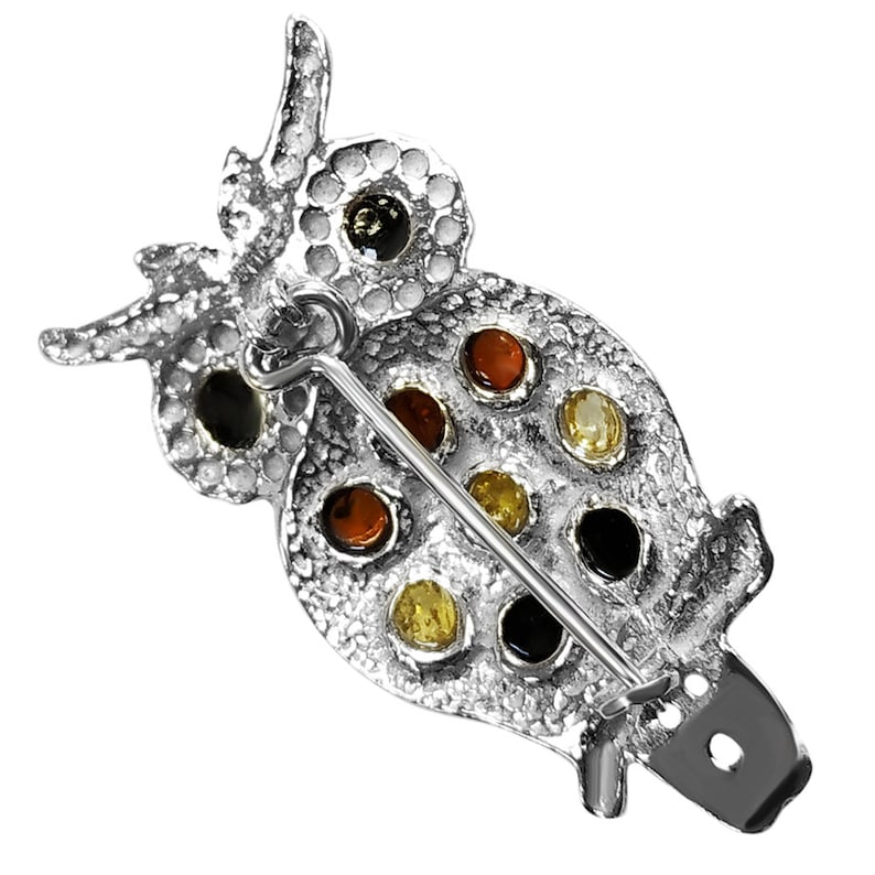 Owl Amber present decoration silver handmade