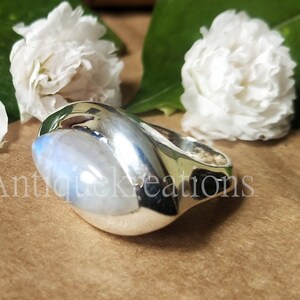 Large Moonstone Ring, Rainbow Moonstone Ring, 925 Silver Ring, June Birthstone Ring, Wedding And Anniversary gift, Unisex ring, Gift For Her