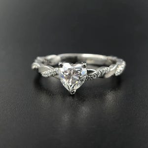 1 Ct Heart Shaped Moissanite Ring, 925 Sterling Silver Ring, Engagement Ring, Wedding Ring, Anniversary Gift, Bridesmaid Ring, Gift For Her