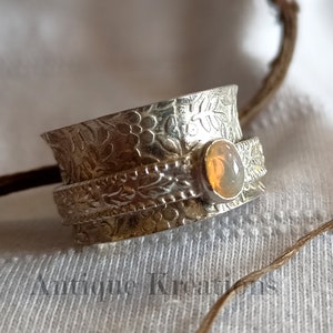 Opal Ring, 925 Sterling Silver Spinner Ring, Handmade Spinner Ring, Meditation Ring Gifts For Mom, Worry Ring, Anniversary Gifts For Her