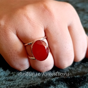 Carnelian Ring, 925 Sterling Silver Ring, Red Stone Ring, Gifts For Her, Oval Red Stone Ring For Women, Anniversary Gifts, Wedding Gifts