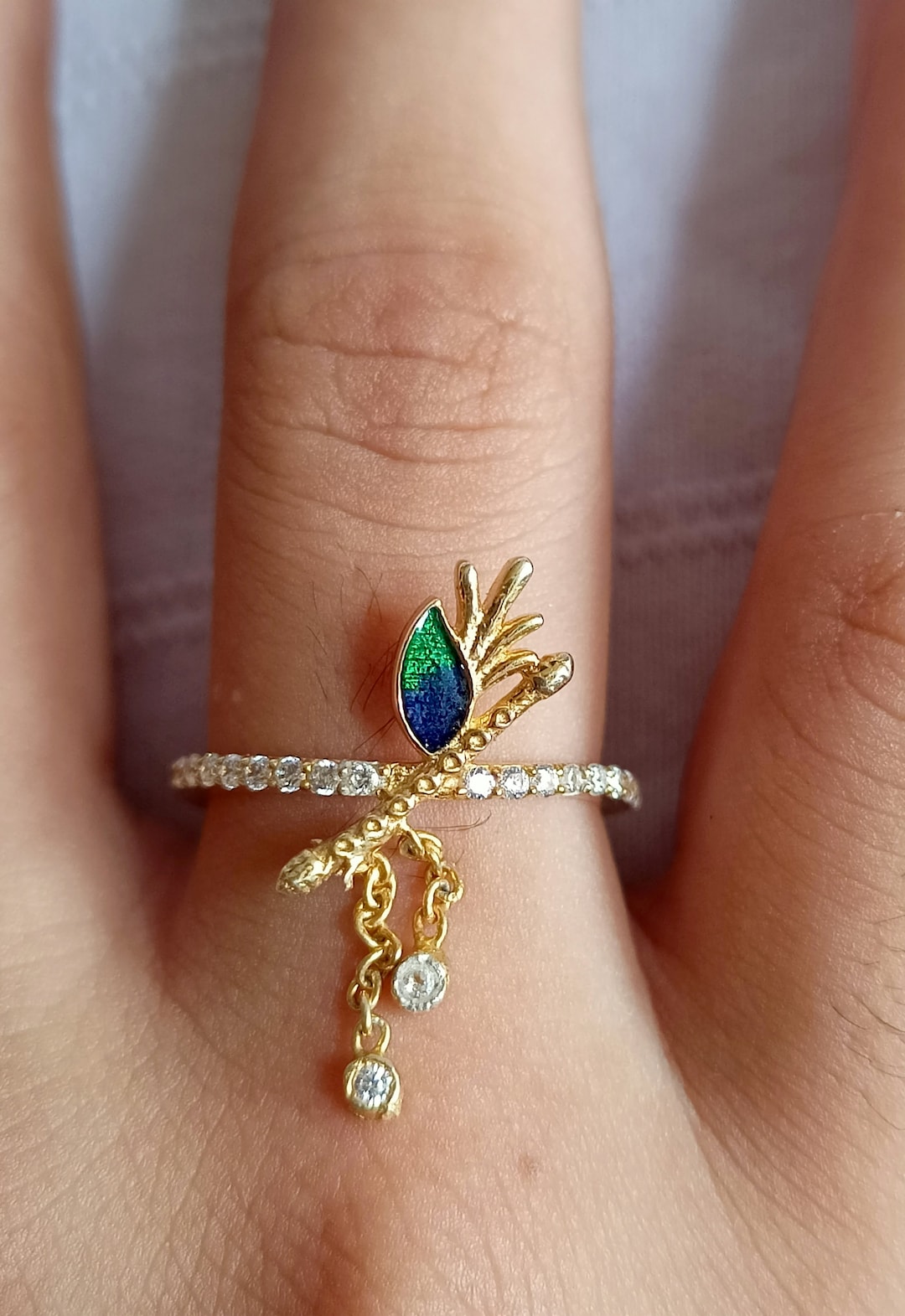 Krishna Flute Ring, 925 Silver Ring, 14K Gold Ring, Flute Ring Gift for