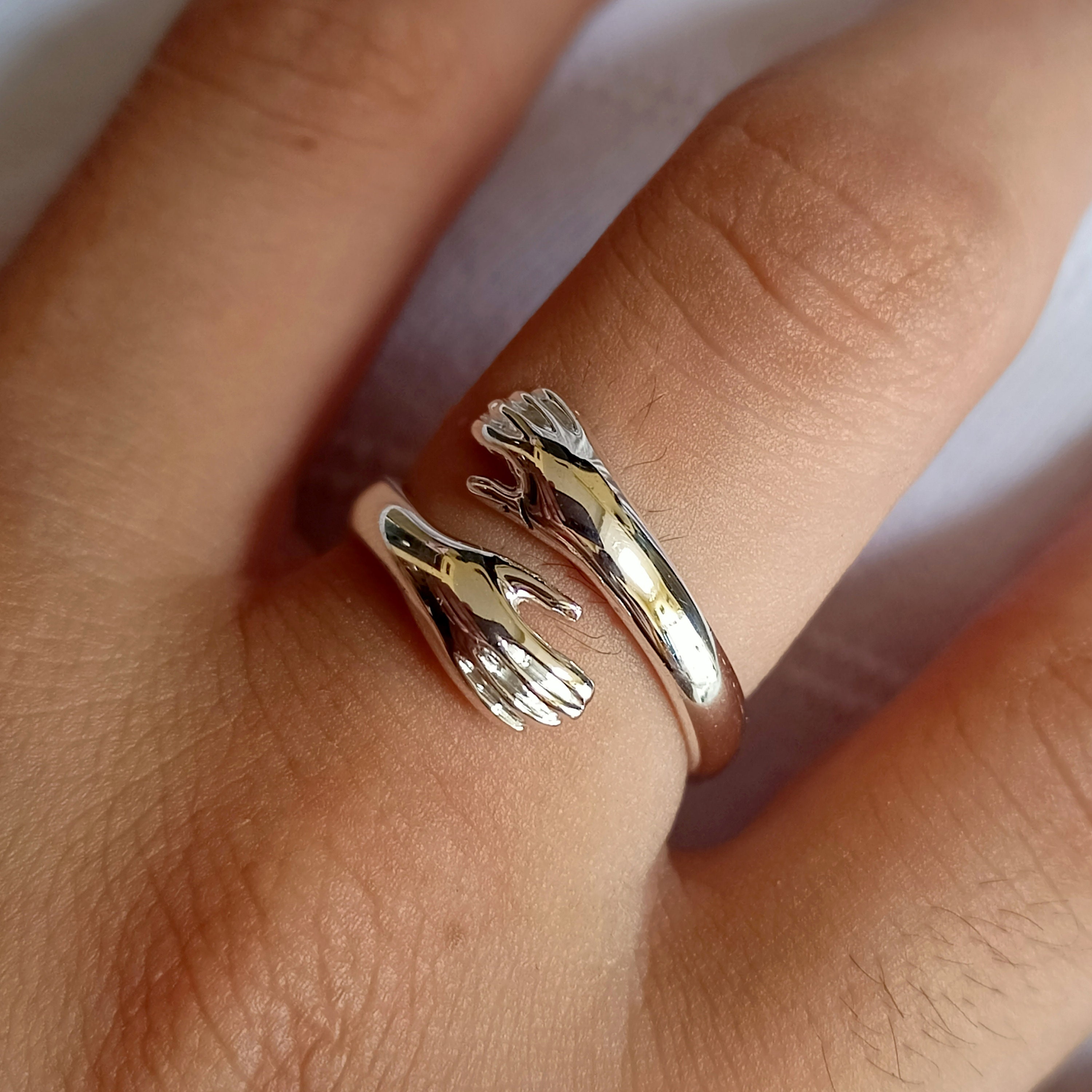 Hug Ring 925 Sterling Silver Ring Hugging Ring Adjustable Couple Ring Friendship Ring Gift for Her Gift for Him Personalize Ring Etsy