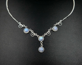Handmade Moonstone Sterling Silver Necklace – Boho Gemstone Pendant