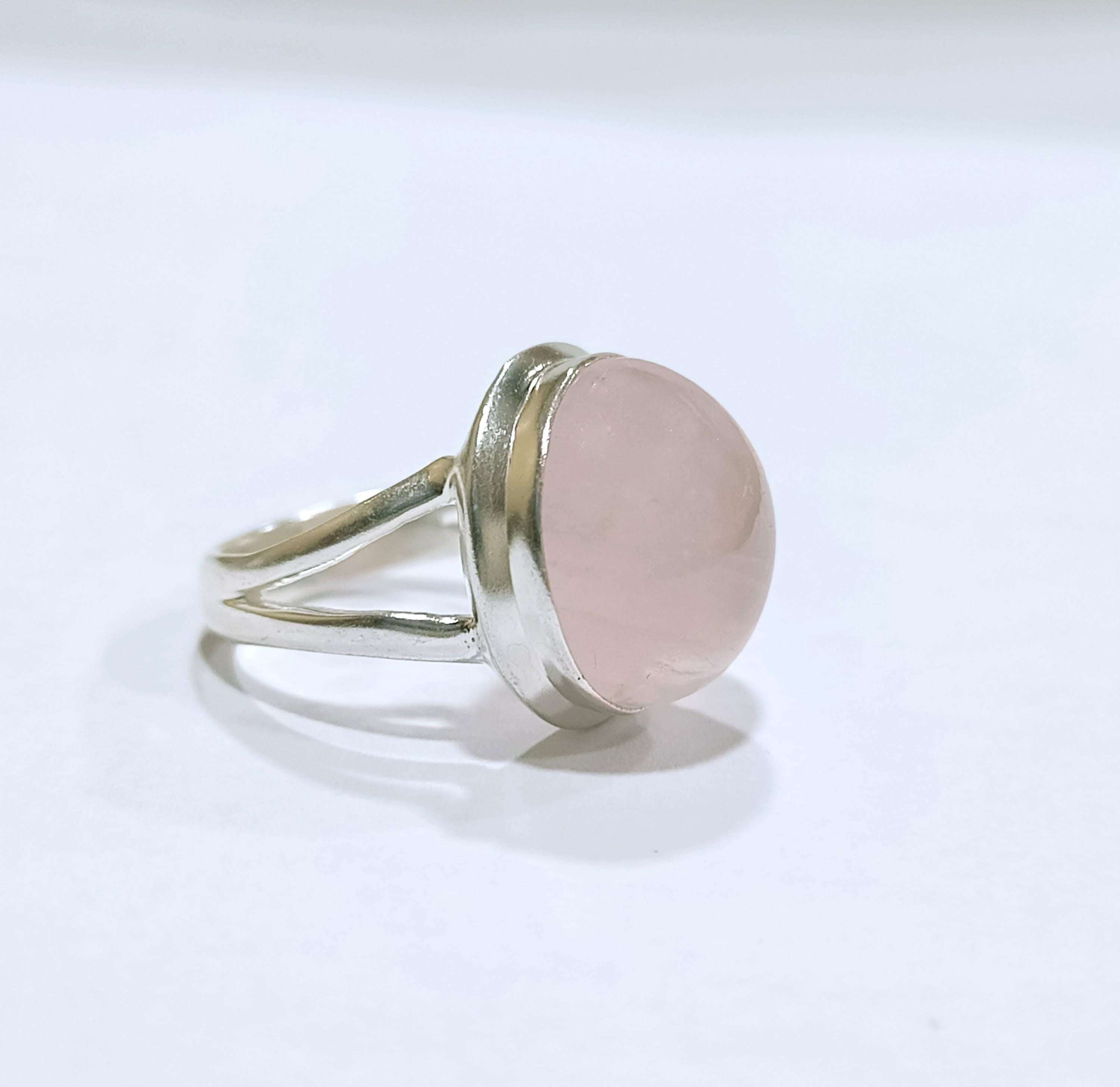 ローズクォーツシルバーリング、925シルバーリング、ボヘミアンリング