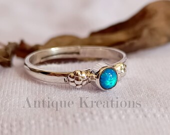 Dainty Opal 925 Silver Ring: Minimalist Gemstone